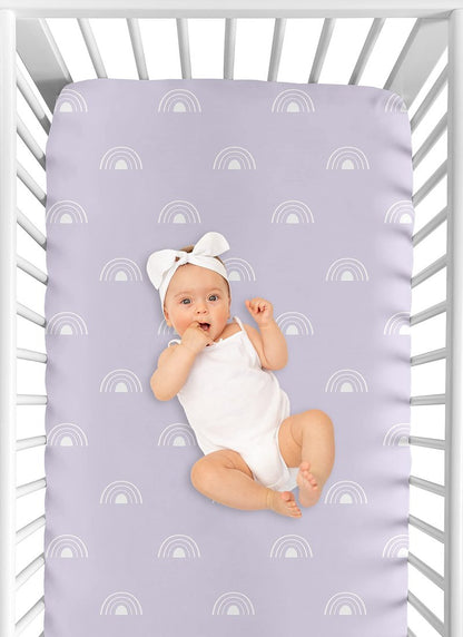 Sweet Jojo Designs Fitted Baby Crib Sheets (Purple and White Boho Rainbow) for Boys or Girls, Infant Nursery, Toddler Room - Standard Size (Lavender, Bohemian, Celestial, Sky, Nature, Shabby Chic)