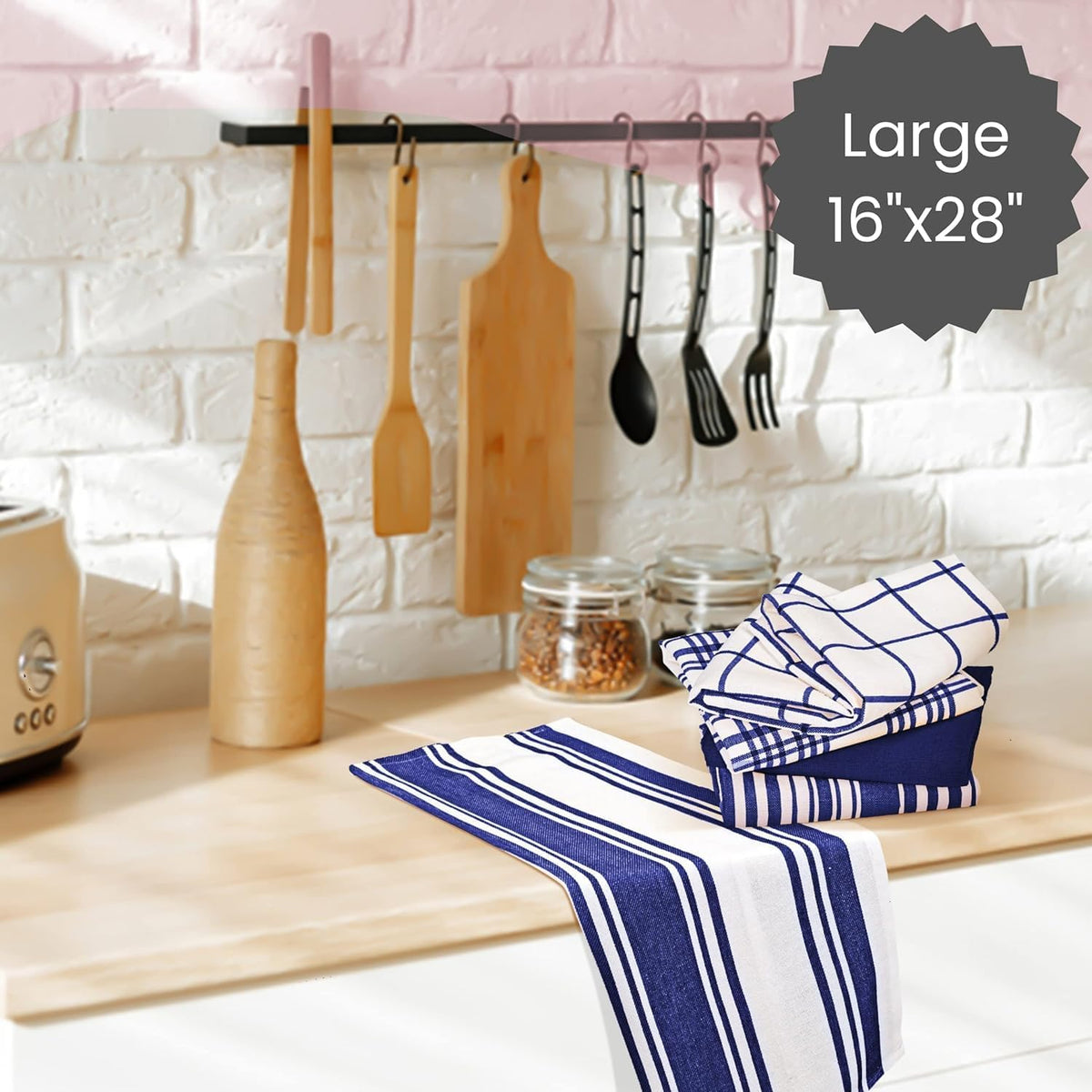 5 Pack 16x28 Cotton Clinic Assorted Kitchen Towels Soft Absorbent Quick Drying Table & Kitchen Linen - Dish Towels