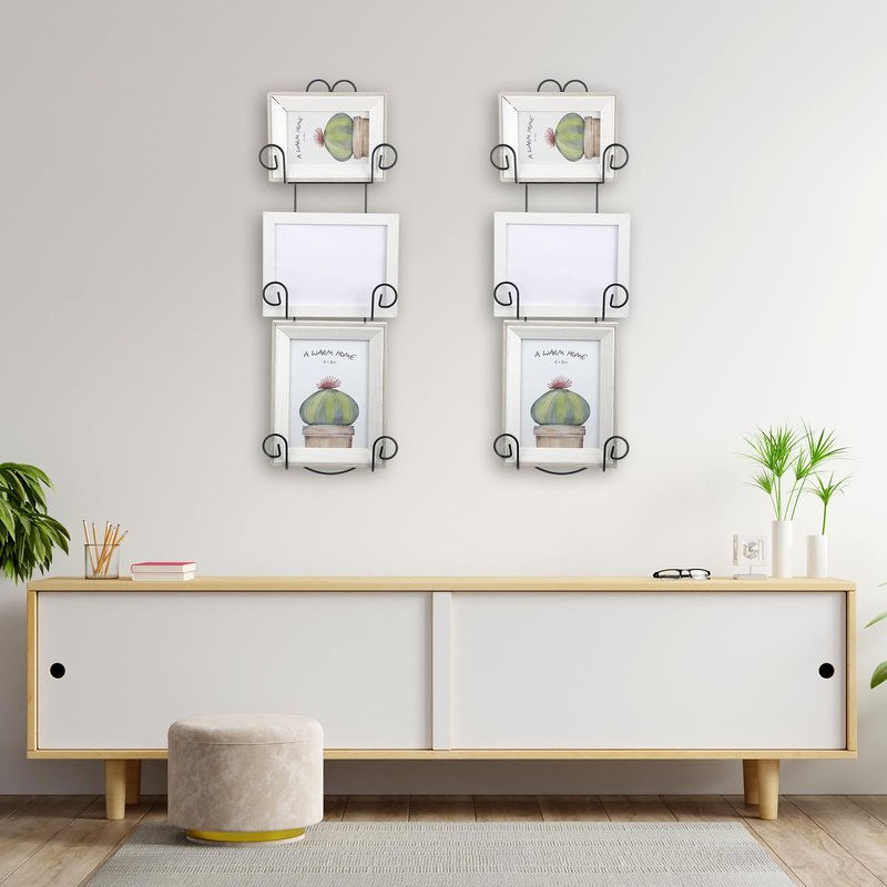 Menkxi Set of 2 Plate Rack for Wall Vertical 3 Tier Metal Wall Plate Holder Display Hanger for Dishes Decorative Plates Arts with Screw Fittings for Collectible Plates Picture Frames Artwork(Black)