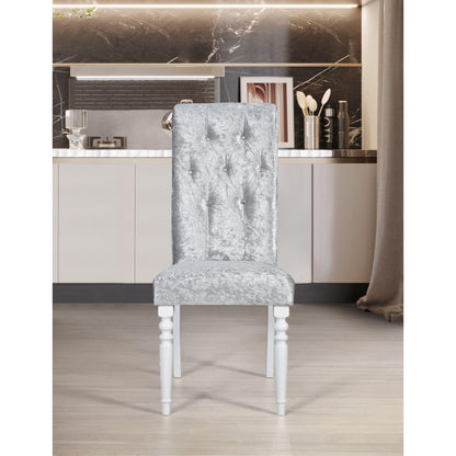 HOME DESIGN Reston 7-Piece Rectangular Dining Table with 6 Diamond-Tufted Cushioned Chairs, Turned Legs, Modern Elegant Design, White