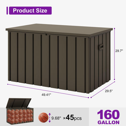 PURPLE LEAF Outdoor Deck Box 160 Gallon Waterproof Lockable Storage Box Container with Lid Deck Organization for Patio Cushions Side Table Pool Accessories Garden Tools, Brown