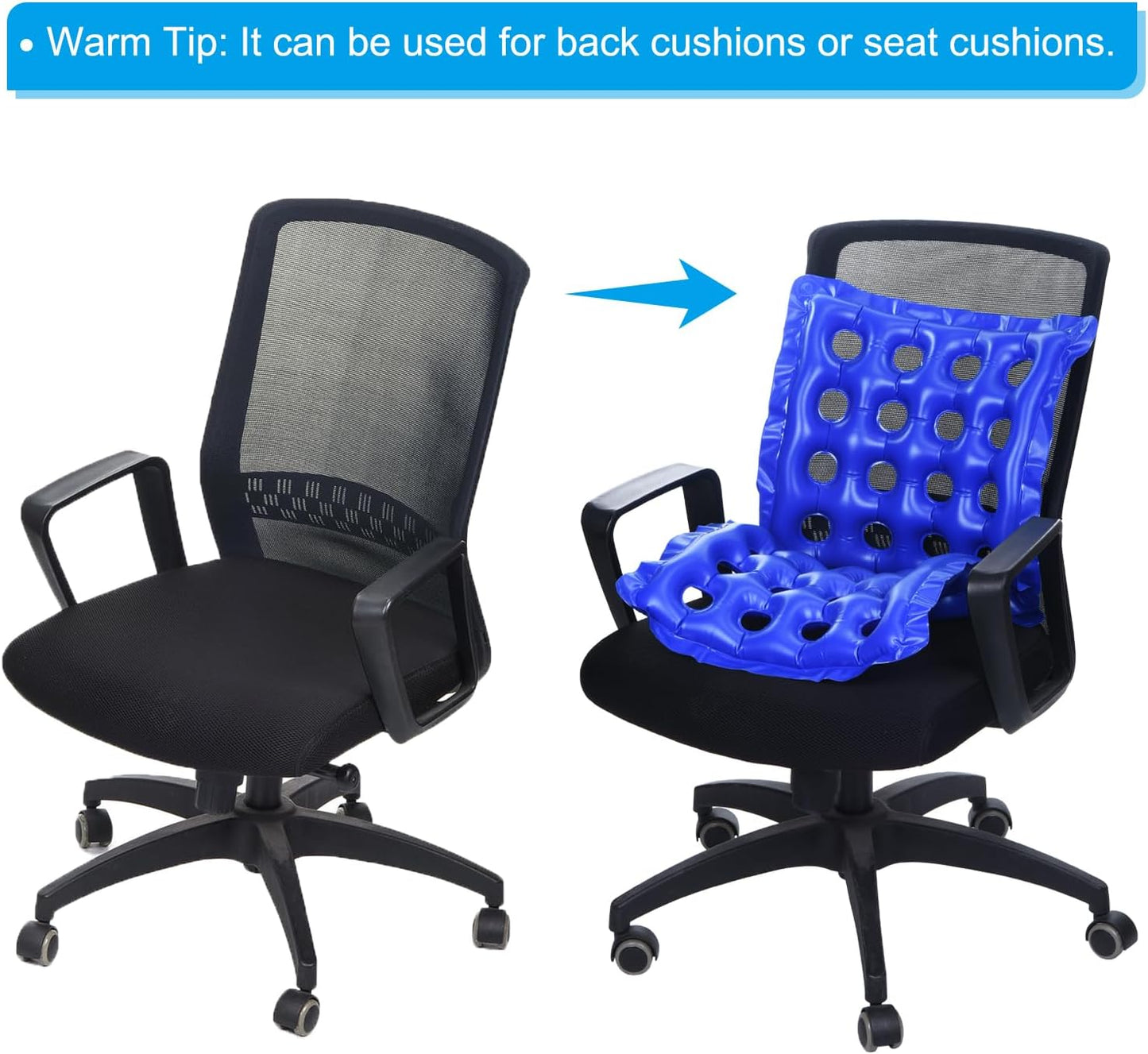 PATIKIL Inflatable Seat Cushion, 2 Pack Portable Air Seat Pad for Wheelchairs Office Chairs, Breathable Beige