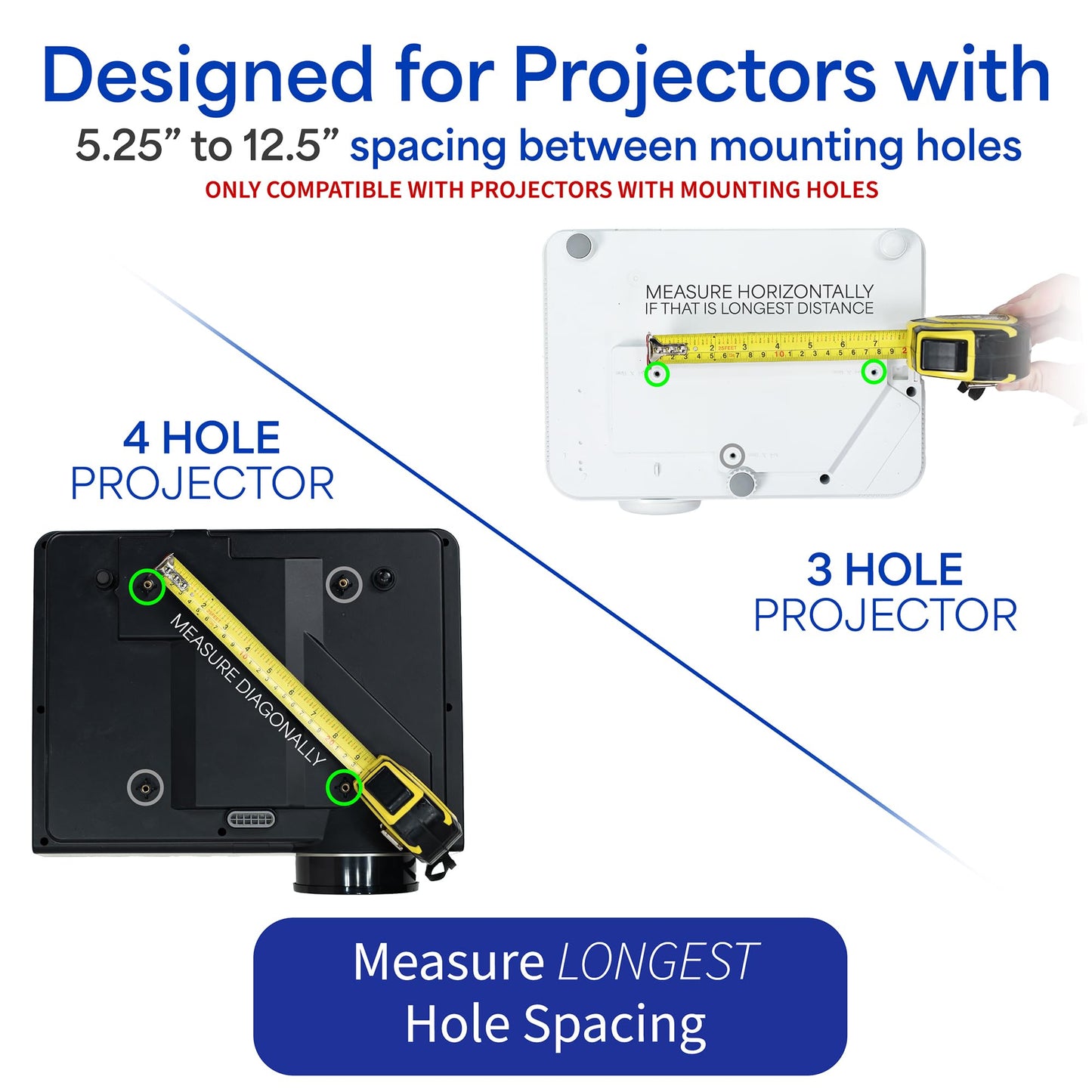 VIVO Universal Adjustable Ceiling Projector Mount for Regular and Mini Projectors, Projection Mount with Extending Arms, Black, MOUNT-VP01B