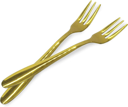 Comicfs 12-Piece Appetizer Small Forks, 5.2 Inches Stainless Steel Gold 3-Tine Forks for Party Travel (12 Forks)