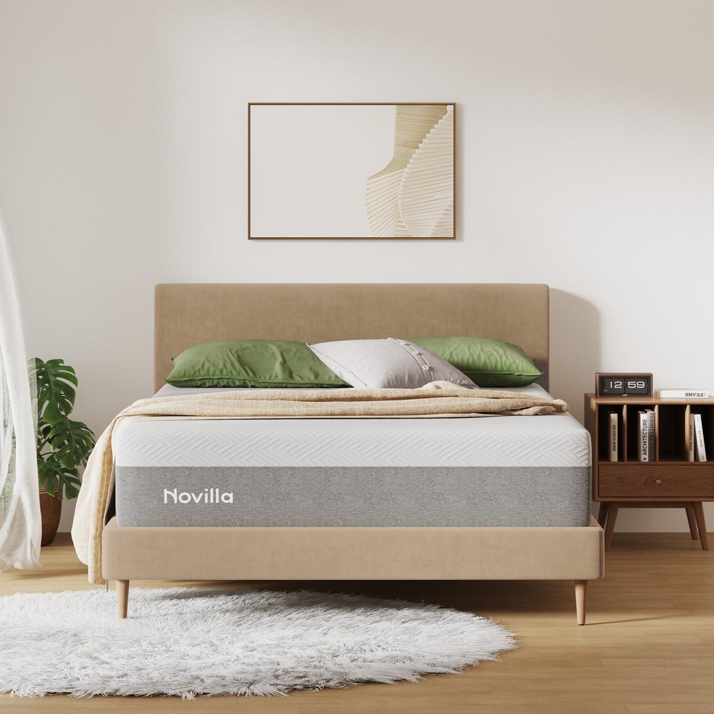 Novilla Bliss Queen Size Mattress, 12 Inch Gel Memory Foam Mattress Queen in a Box for Cool Night Sleep & Pressure Relief, Support Foam for Spine Alignment & Motion Isolation, Medium Plush Feel
