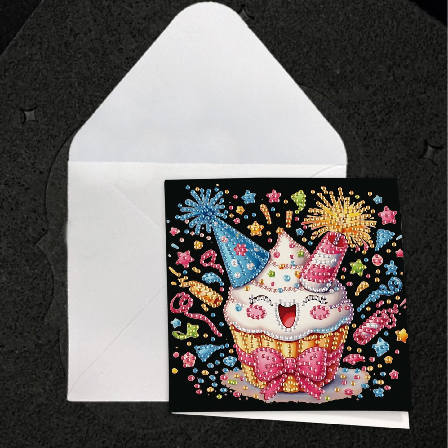 JISHSHAY 6 PCS Cake Diamond Painting Greeting Cards Happy Birthday Diamond Art Birthday Cards with Envelopes Gem Art Gem Painting Mosaic Kits for Adults for Thanksgiving Anniversary Valentine