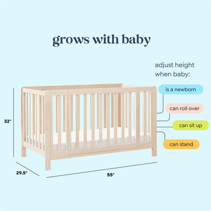 Carter's by Davinci Colby Grow 6-in-1 Convertible Crib - Portable Bassinet to Full-Size Baby Crib w/Removable Wheels, Toddler Bed, Junior, Full-Size Bed - GREENGUARD Gold Certified - Easy to Assemble