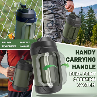 128oz 48 Hydraful Gallon Jug, Large Insulated Stainless Steel Sports Water Jug, Large Triple Wall Vacuum Insulation