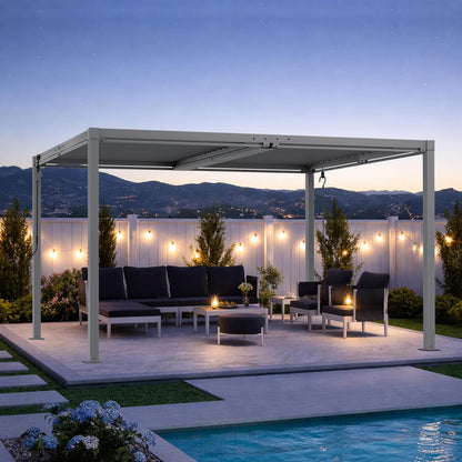SAILARY Louvered Pergola 10' x 13', Outdoor Aluminum Pergola with Reinforced Steel Roof, Heavy-Duty Hardtop Gazebo for Patio Deck, Weatherproof Sun Shade Shelter, Grey
