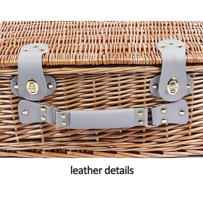Storage Basket,4 Person Picnic Baskets - Luxury Wicker Hamper Sets -Premium Set with Flatware,Plates,Wine Glasses and Bottle Opener,for Camping Outdoor Party