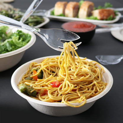 Heavy Duty Disposable Clear Plastic Serving Utensils, Spoons, Forks & Tongs for Weddings, Catering, Parties (4 Forks)