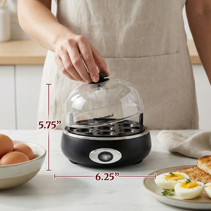 Elite Gourmet EGC007CHC# Rapid Egg Cooker, 7 Easy-To-Peel, Hard, Medium, Soft Boiled Eggs, Poacher, Omelet Maker, Auto Shut-Off, Alarm, 16-Recipe Booklet, Charcoal Grey