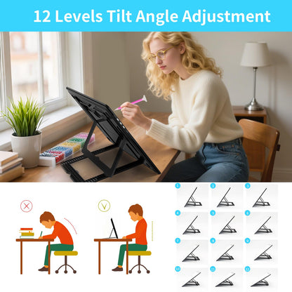 Phylosal Rechargeable A3 Light Pad with Built-in Stand & Bag, Magnetic Tracing Light Box for Drawing, Diamond Art Light Board with Side Button, Super Bright Light Table for Diamond Painting Black