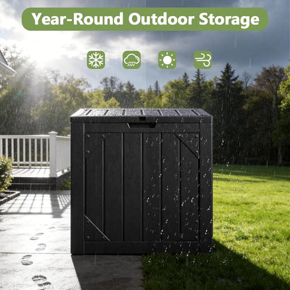 Box,30 Outdoor Storage Gallon Deck Box Outdoor Storage Bench Outside Waterproof Resin Storage Bench, Lockable Patio