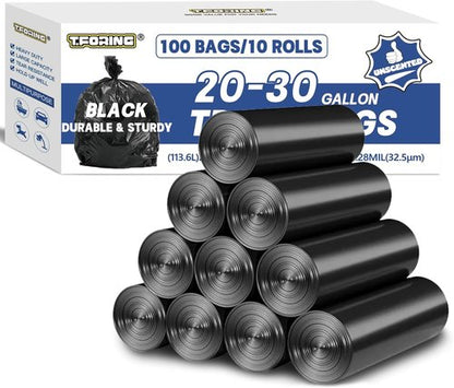 Heavy Duty 20-30 Gallon Trash Bags by [Brand Name] - 1.28 Mil Thick, 30" x 35", 100 Count, Unscented