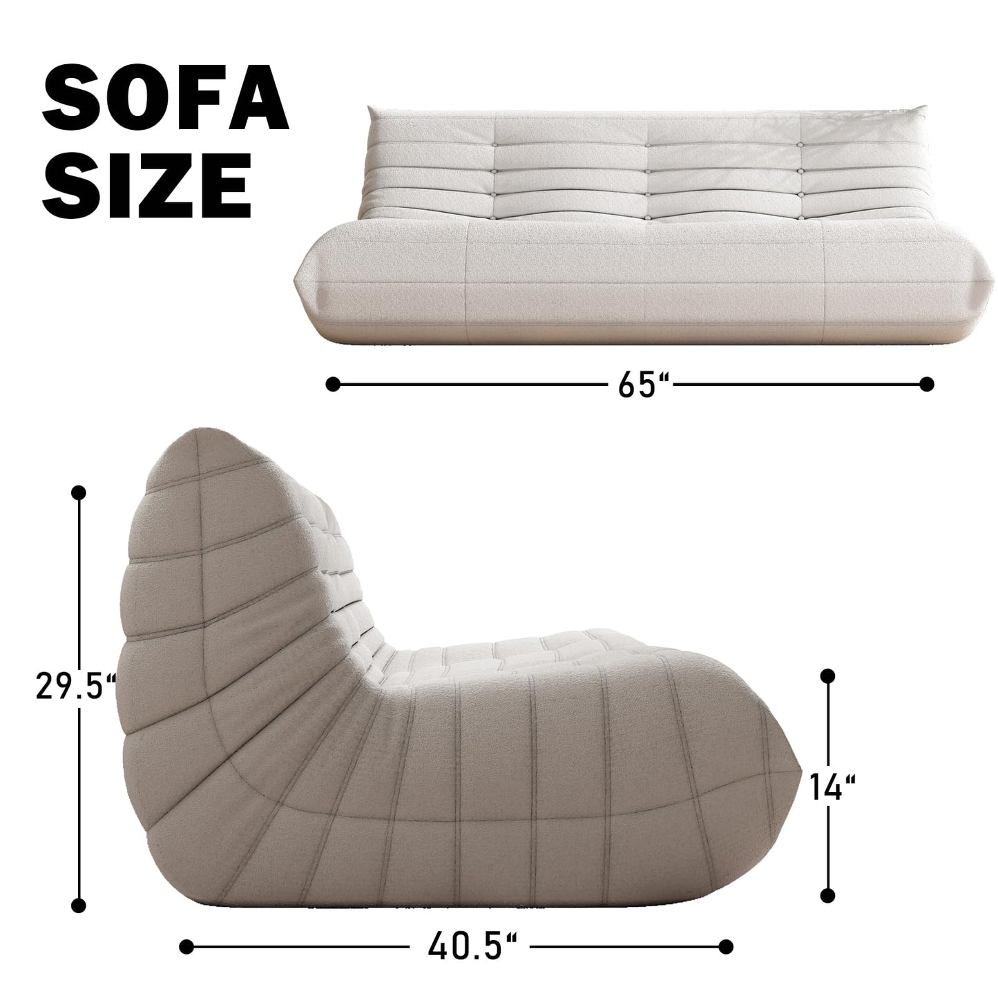 YVDNHP Big Bean Bag Chairs for Adults, 3 Seater Large Bean Bag Chair Sofa, Fireside Chair Lazy Sofa Chair with High Density Comfortable Foam, Modern Bean Bag for Living Room, Bedroom, Office (Beige)