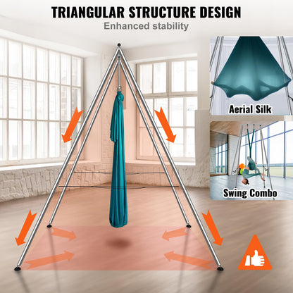 VEVOR Yoga Swing Stand & Hammock, 9.67 ft Tall, Professional Aerial Yoga Setup with 6.6 Yards Swing, Supports Up to 551.15 lbs, Ideal for Both Indoor and Outdoor Use, Green