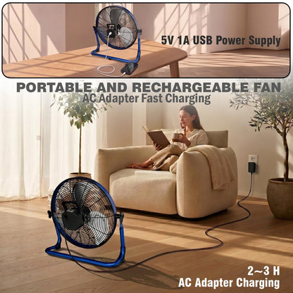 MOXNICE 20" Portable Battery Operated Floor Fan, High Velocity Battery Fan, Rechargeable Wireless Battery Powered Fan, Waterproof, USB Output, 360°Adjustable Tilt for Home Outdoor Garage Greenhouse