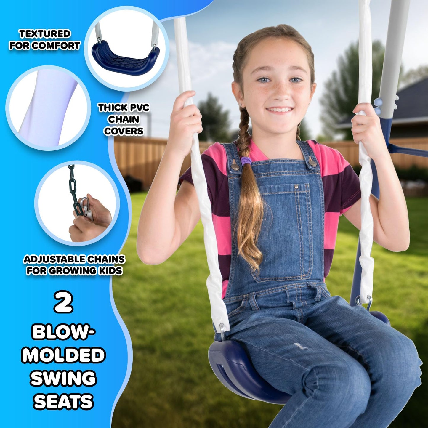 Sportspower Arcadia Star Burst Swing Set: Outdoor Heavy-Duty Metal Playset for Kids with LED Light Up Slide, Swings & Trapeze