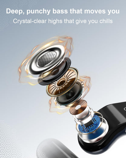 OJW Open Ear Headphones, Unlimited Power Earphones with Case & Replaceable Battery, OWS Bluetooth 5.4 Wireless Headphone with Mic, IPX7 Waterproof Headset for Sports, Compatible with iPhone & Android