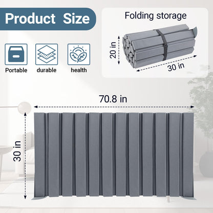 AmazingSpark 1 Pcs 30" X 6' Soundproof Room Divider Panel, Foldable Acoustic Partition Wall with Stand and Straps, Freestanding Privacy Screen for Office Study Bedroom Studio Library (Grey)