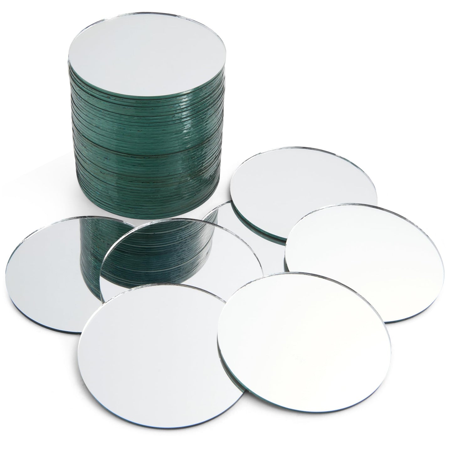 Juvale Glass Mirror Tiles for Crafts - 3 in, Round, Transparent, 50-Pack - Craft Mirrors for DIY & Home Decor