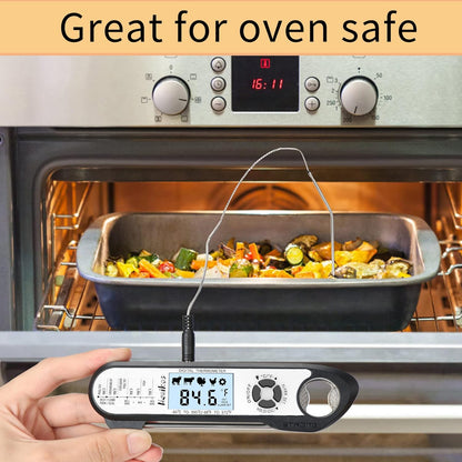 Digital Meat Food Thermometer - Instant Read Cooking Thermometer, Backlight, Built-in Magnet, Foldable Probe