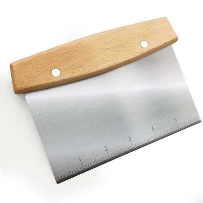 ROCKFEELTEE Multipurpose Bench Scraper, Dough Scraper and Dough Cutter for Flat Top Griddle, Bread, Pizza, and Pastry – Stainless Steel Griddle Scraper Chopper for Baking and Cooking