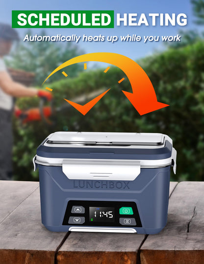 Docusvect Rechargeable Heated Lunch Box for Men, 1.3L Cordless Electric Lunch Box for Adults with Smart Scheduled Heating, Portable Food Warmer with Complete Accessories