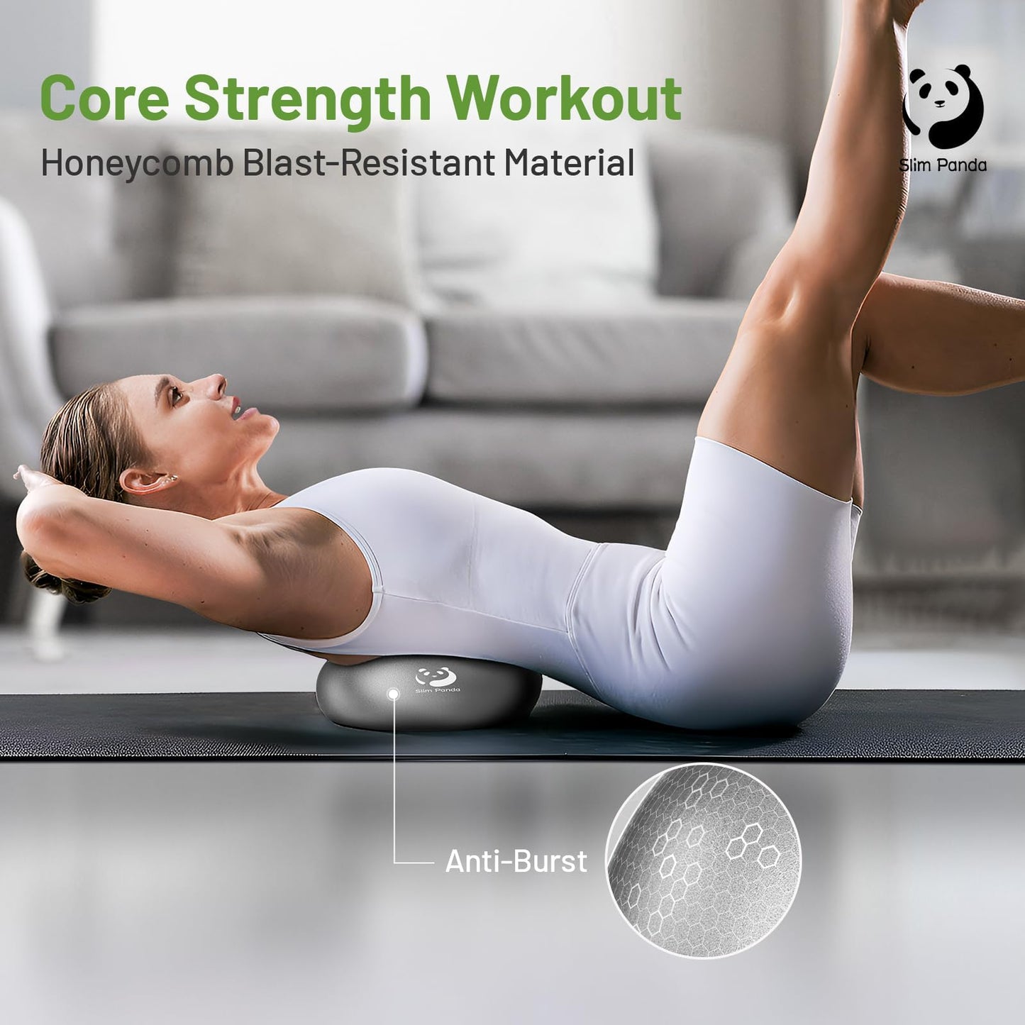 Slim Panda Pilates Ball, 9 Inch Small Exercise Ball, Anti Burst Mini Yoga Ball for Stability, Workout, Barre, Core Strength, Physical Therapy, Balance, Stretching