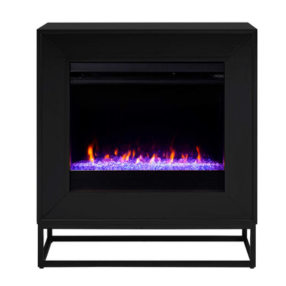 SEI Furniture - Holly & Martin Frescan Color Changing Electric Fireplace - Transitional Design, Black Glass and Wood - Ideal for Living Room, Bedroom (FC1063059)