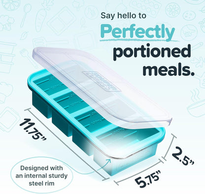 Souper Cubes 1 Cup Silicone Freezer Molds - Perfect for Freezing Broth & Leftovers - Aqua - 1-Pack
