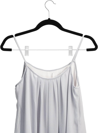 Zober Velvet Hangers - 20-Pack Metal Clip Hangers for Pants, Skirts & Dresses | Non-Slip Velvet with 360° Hook