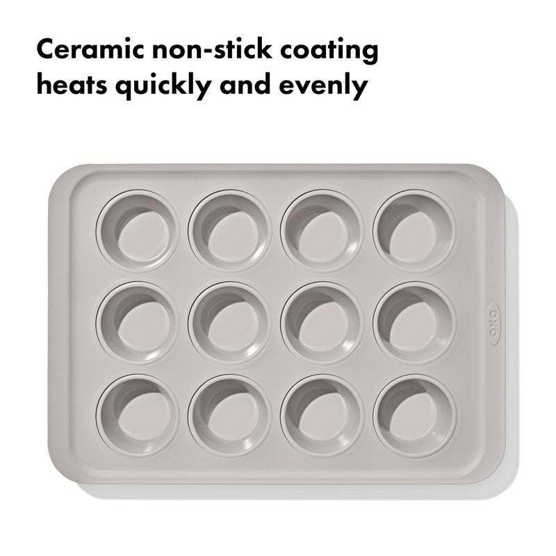 OXO Good Grips Non-Stick Pro Ceramic Coated Metal Bakeware 12 Cup Muffin Pan – Storm Blue
