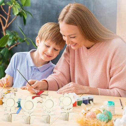 8Pcs Flower Spring Wood Crafts to Paint, Wooden Flowers Picture Frame for Craft, 3D Unfinished Spring Picture Frame Craft for Painting, DIY Mother’s Day Gifts Flower Cutouts for Painting Decorations