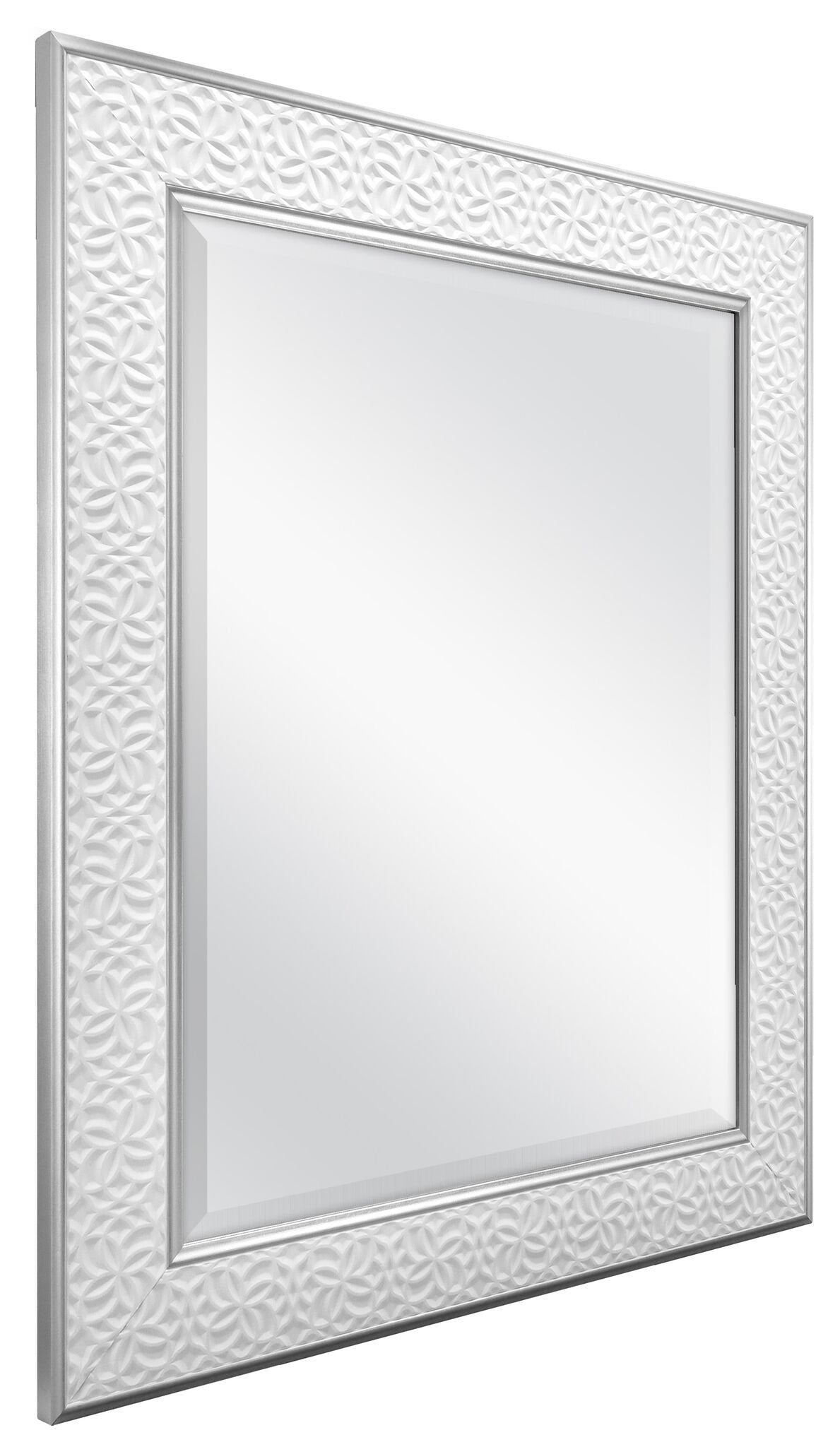 MCS Nordic Blossom Large Wall Mirror, Modern Rectangle Mirror Home Decor for Living Room, Bedroom, or Bathroom, 21 by 25 Inch, White