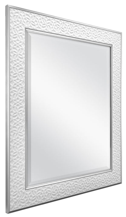 MCS Nordic Blossom Large Wall Mirror, Modern Rectangle Mirror Home Decor for Living Room, Bedroom, or Bathroom, 21 by 25 Inch, White