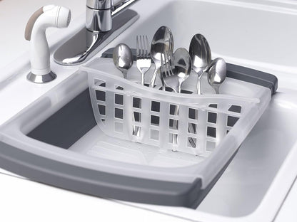 PrepWorks Collapsible Dish Drainer - Expandable Dish Rack for Drying Plates, Cups, Kitchen Utensils, Fits Over Most