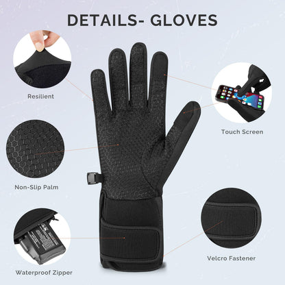 Heated Glove Liners for Men Women,Rechargeable Electric Battery Heating Riding Ski Snowboarding Hiking Cycling Hunting Thin Gloves Hand Warmer (Silicone Grip Liner, X-Small/Small)