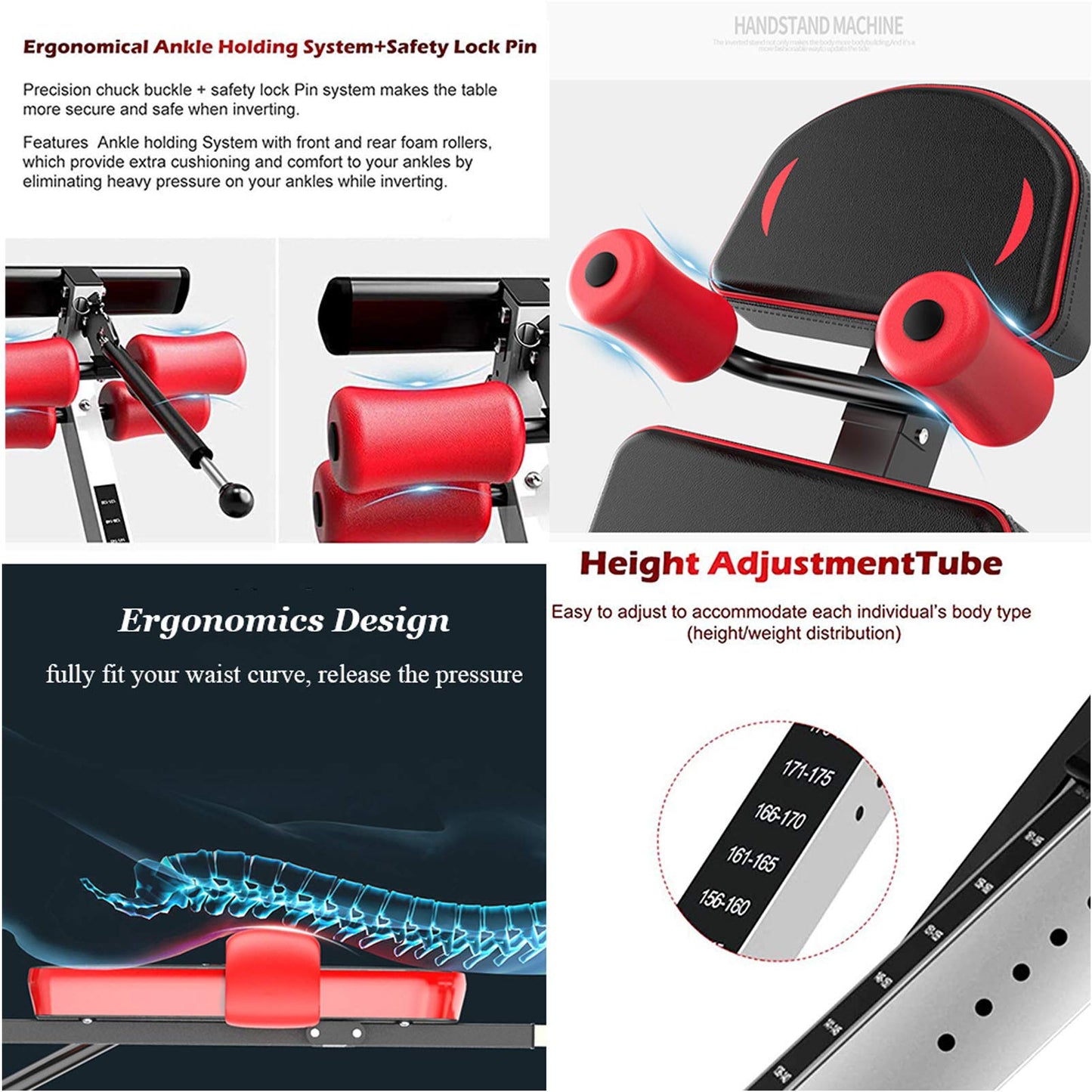 Gravity Heavy Duty Inversion Table, Back Stretcher Machine for Pain Relief Therapy, Inversion Equipment - Headrest and Adjustable Protective Strap