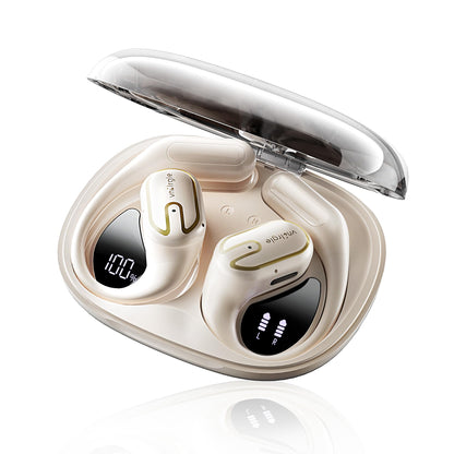 2026 Upgraded Open Ear Headphones,Over Ear Earbuds with Ergonomic Earhook,Bluetooth Headphones 6.0 with Smart Digital Display,80H Playtime,IPX7 Waterproof,Touch Control Operate Fit Cycling (White)