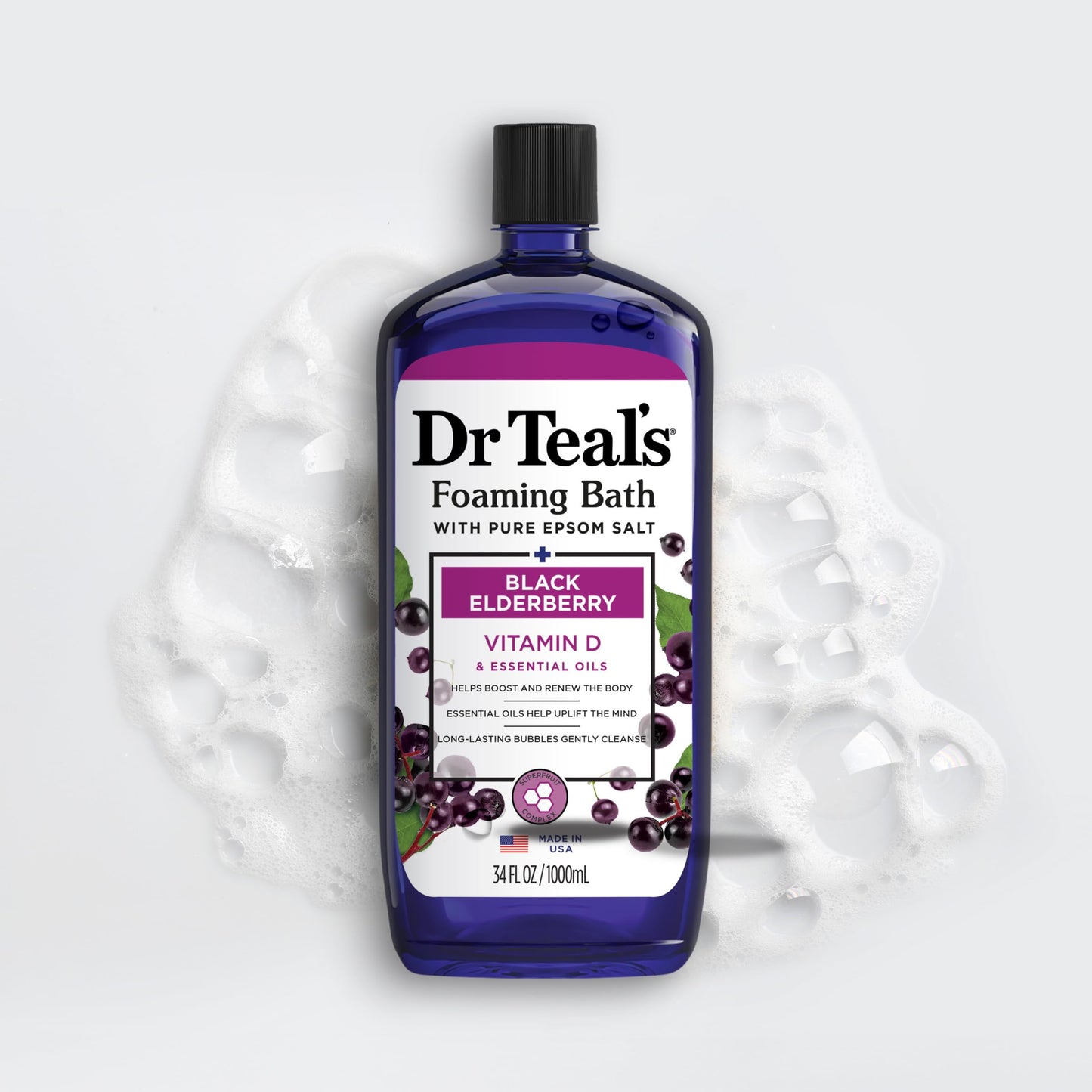 Dr Teal's Foaming Bath with Pure Epsom Salt, Relax & Relief with Eucalyptus & Spearmint, 34 fl oz (Pack of 2)