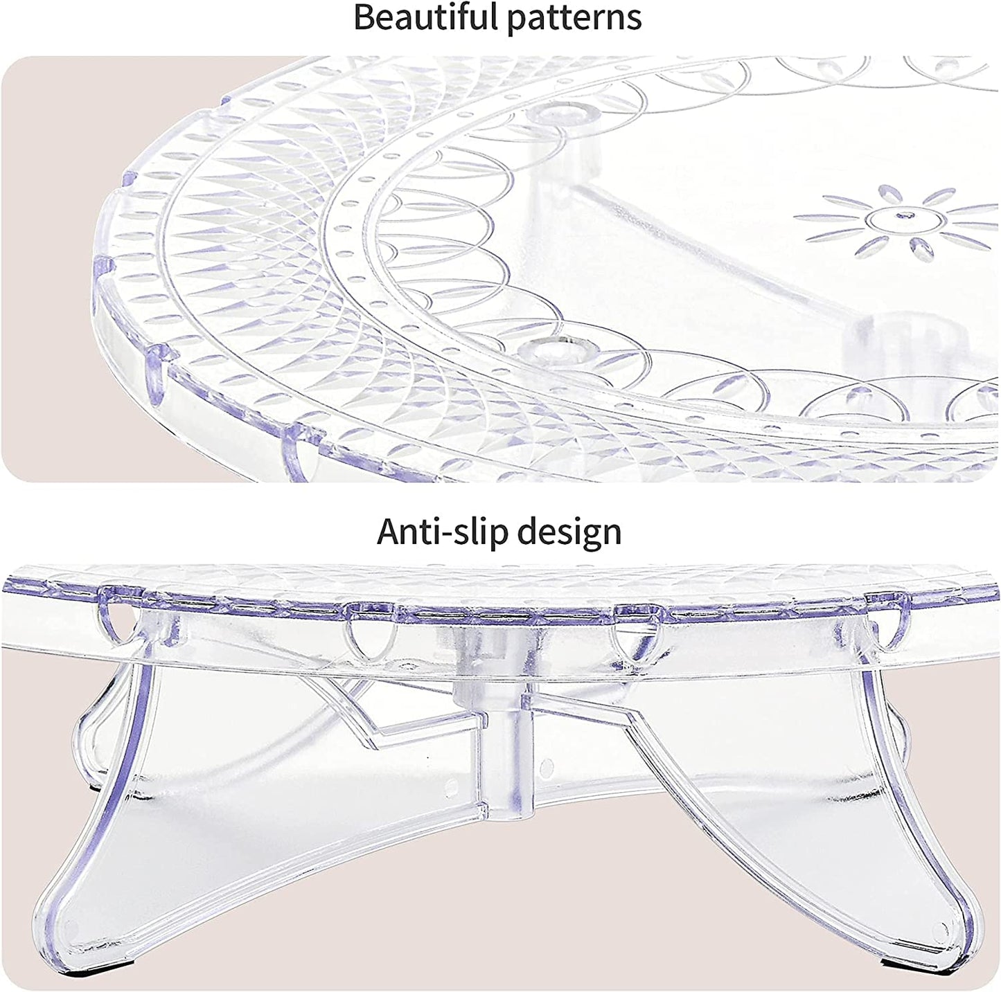 NWK 12inch Lighted Clear Cake Stand Plate Holder with String Lights Fit for 6inch, 8 inch, 10 inch, 12 inch Cakes for Wedding Birthday Cake Decorations