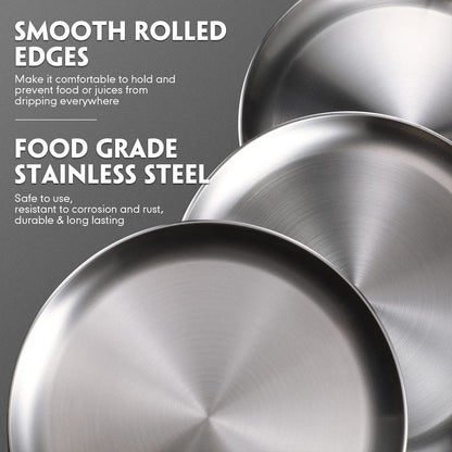 Thenshop 8 Pieces 16 Inch Pizza Pans Bulk Stainless Steel Sets Round Bakeware Pizza Trays for Oven Kitchen Baking Home Restaurant Safe Sturdy Reusable Easy Clean(Matte Silver)