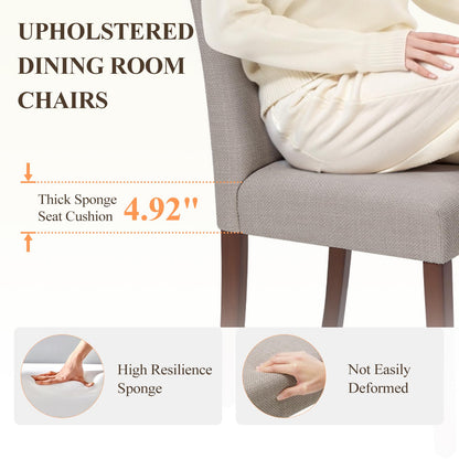 MALOL Upholstered Dining Chairs Set of 4, Modern Fabric Dining Room Chair, Wooden Dining Chair, Kitchen Side Chairs, Farmhouse Dinner Chair with High Back for Kitchen, Brown