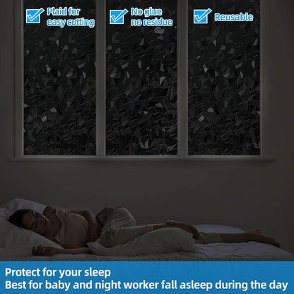 Blackout Window Film, Sun Blocking Privacy Cover for Glass, Removable Darkening Tint Shades
