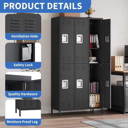 3 Doors Employee Lockers for Office, Metal Sorage Locker Combination, Lockable Employees Metal Locker With Door, Industrial Storage Lockers for Home, School, Gym