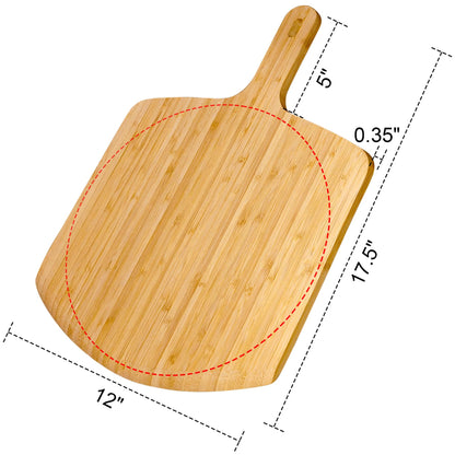 TUOCON Pizza Peel 12 inch 2 pack Bamboo Wood Pizza Paddle Pizza Peels Pizza Server for Ooni Oven Accessory Pizza Spatula Baking Homemade Cheese Bread Turner Pizza Pre board Pizza Tools Gift