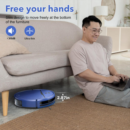 2 in 1 Mopping and Vacuuming Robot, Robot Vacuum and Mop Combo Compatible with WiFi/App, Robotic Vacuum Cleaner Self-Charging, Slim, Ideal for Pet Family, Hard Floor, Hair, Low Pile Carpet