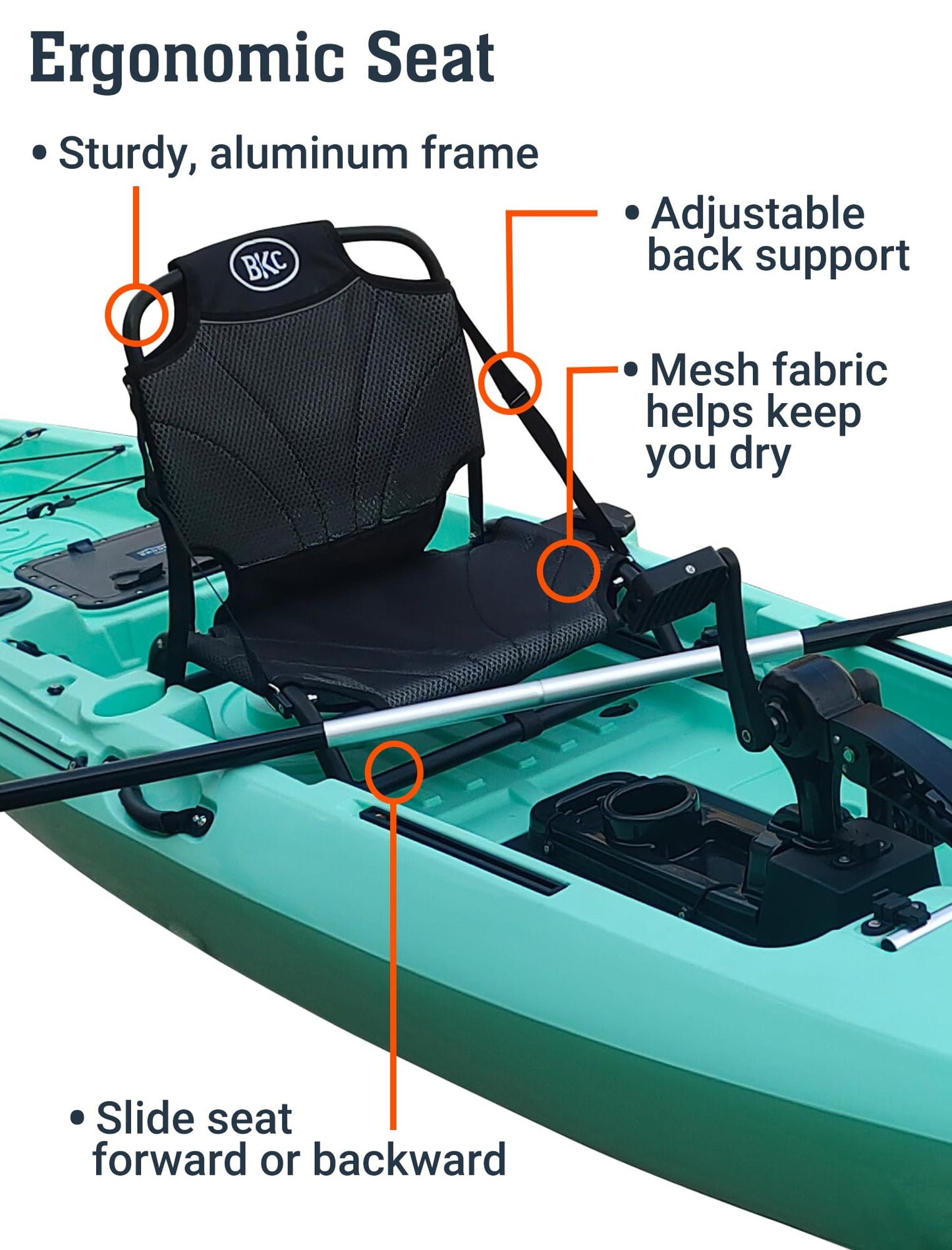Upgraded Brooklyn 12.0 Pro Pedal Drive Propeller Kayak by BKC, 12 ft Hands-Free Single Fishing Kayak, Rudder Steering, 70 lb Hull, Watertight Storage & Adjustable Seat (Sunburst)